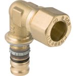 Codo de transición 90° Geberit serie Mepla con unión con anillo bicónico: CW617N, d=16mm, d1=15mm